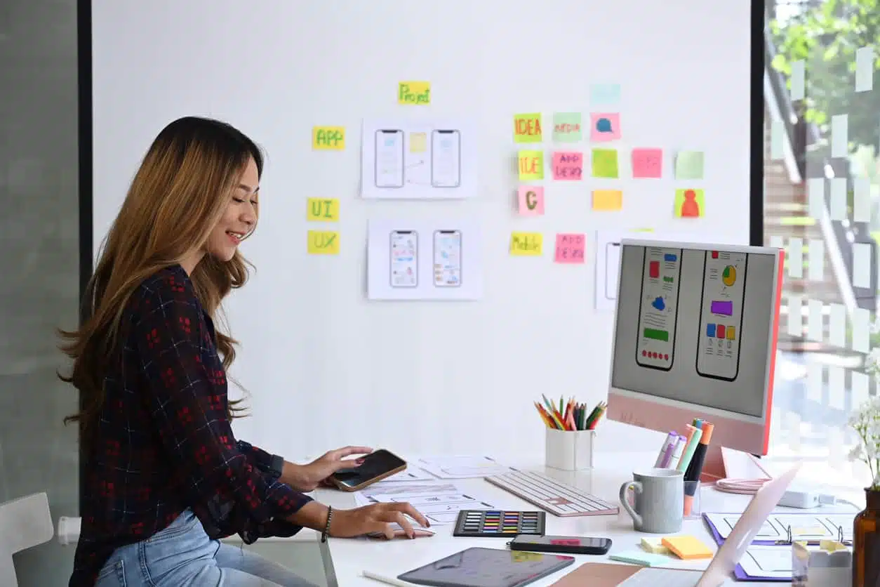 woman building a new website for a client