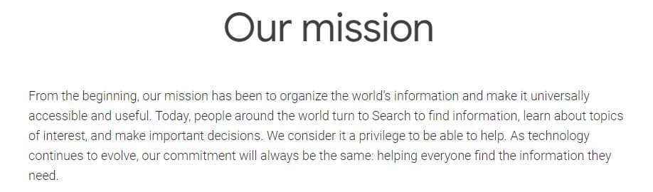 Google Mission Statement